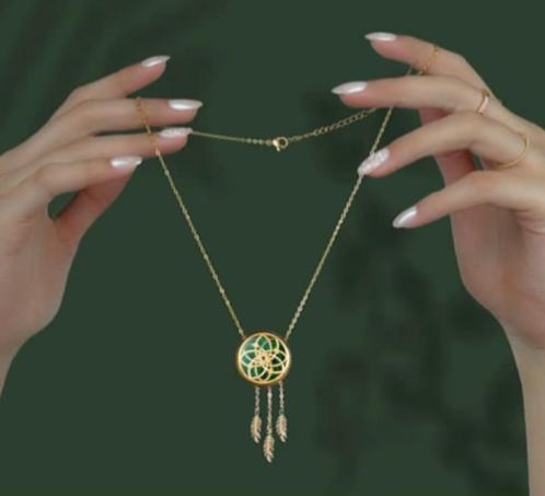 گردنبند ۳ پر دریم کچر ورق طلای ۲۴ عیار سام نورزاده