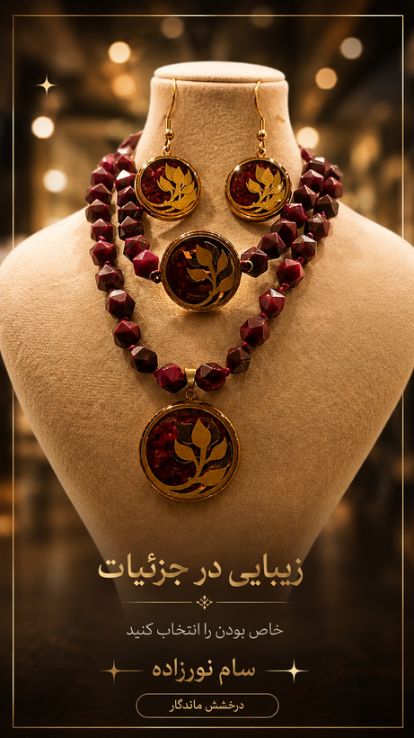 نیم ست پیچک با سنگ تایر سرخابی